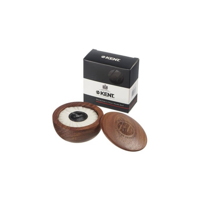 Kent mydlo na holenie s tmavou drevenou miskou 120 g