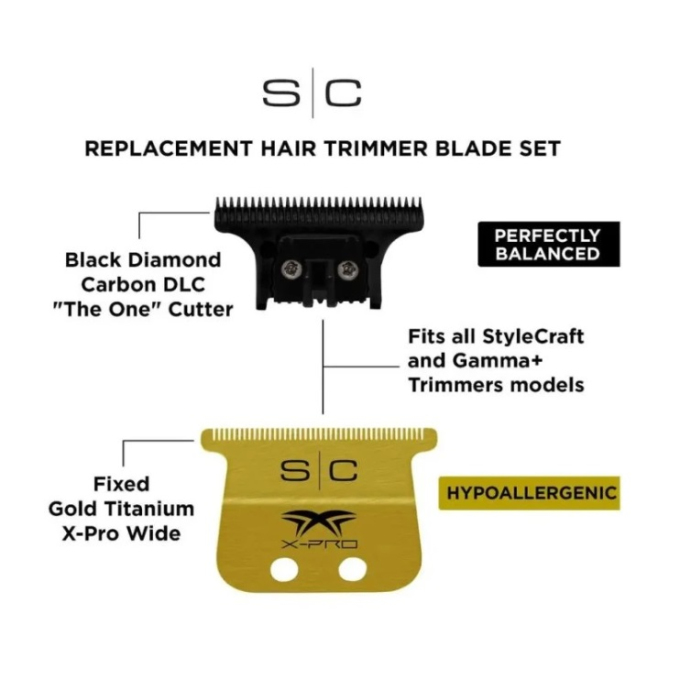 StyleCraft X-PRO WIDE GOLD + THE ONE DLC strihacie hlavice