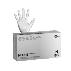Espeon Nitril Sparkle nitrilové rukavice strieborné M
